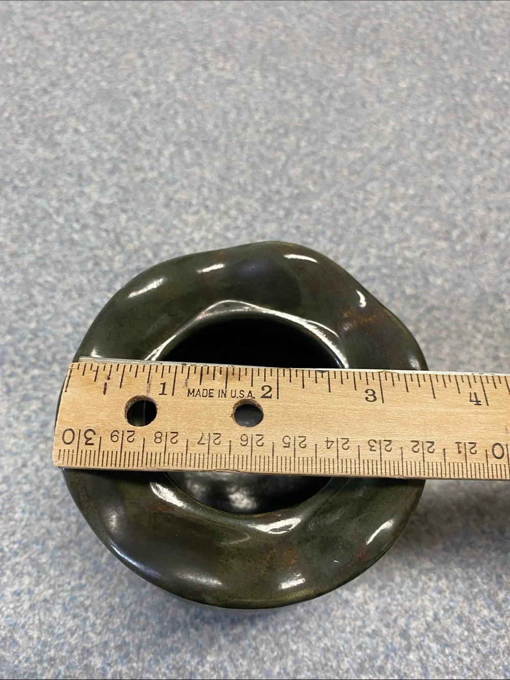 Hand Crafted Olive Green Ceramic Accent Vase